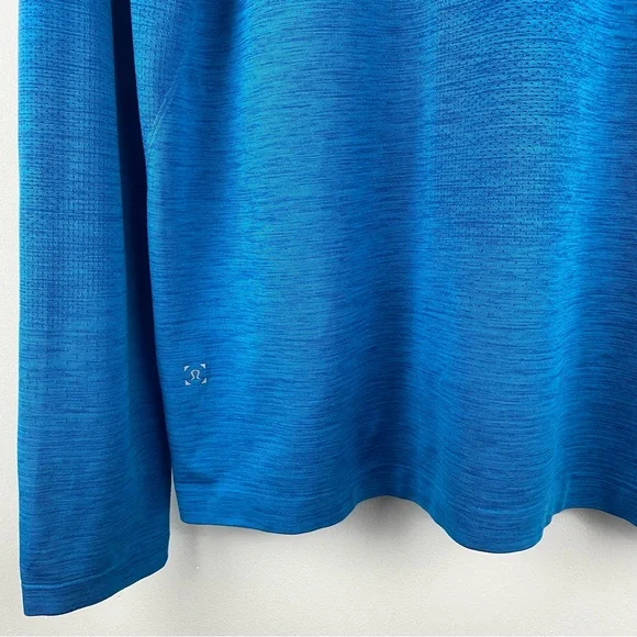 Lululemon size XL Men’s Heathered Blue Metal Vent Tech 1/2 Zip Long Sleeve Top - Picture 6 of 8